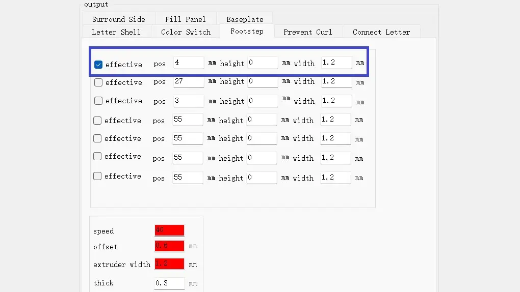 Iroga 3D Slicing Software to Set Step for Bottom Panel