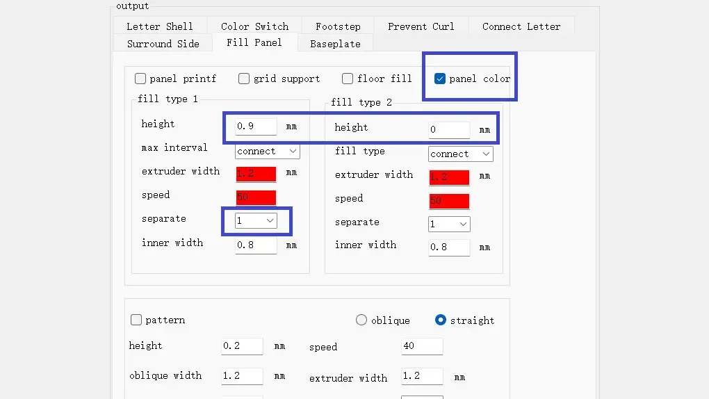 Iroga 3D Slicing Software to Set Height for Face Panel