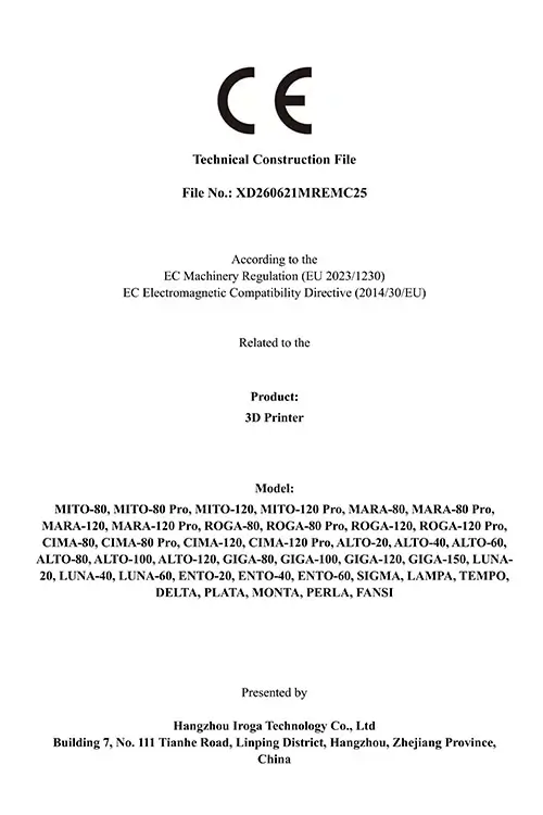 CE of 3D Letter Printer from IROGA 3D Approved by ICR
